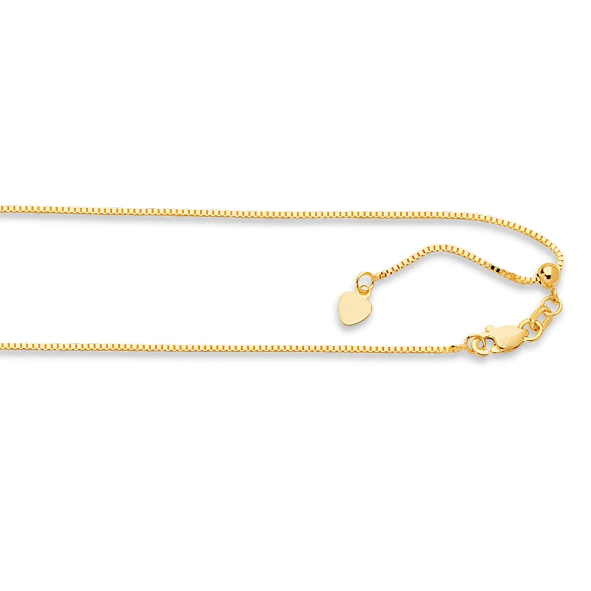 0.7mm Solid Adjustable Box Chain Chain 14K Yellow Gold Up To 22"