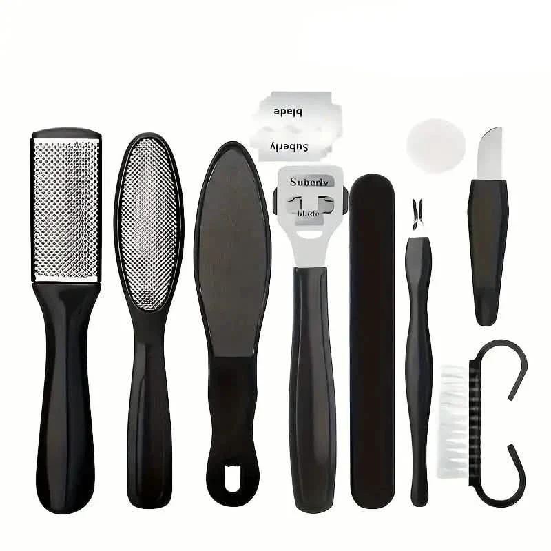 10-Piece Set: Stainless Steel Foot Care Kit - Portable Pedicure & Manicure Set