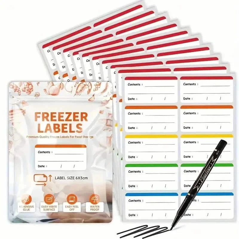 100-Pieces: Colored Freezer Labels Food Storage Labels Stickers