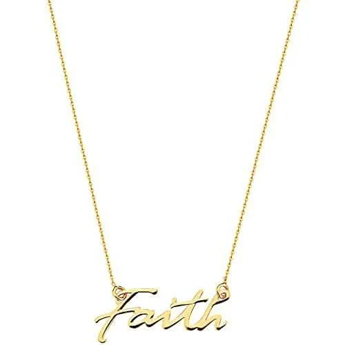 10K Gold Faith Necklace for Women Adjustable from 16" to 18"