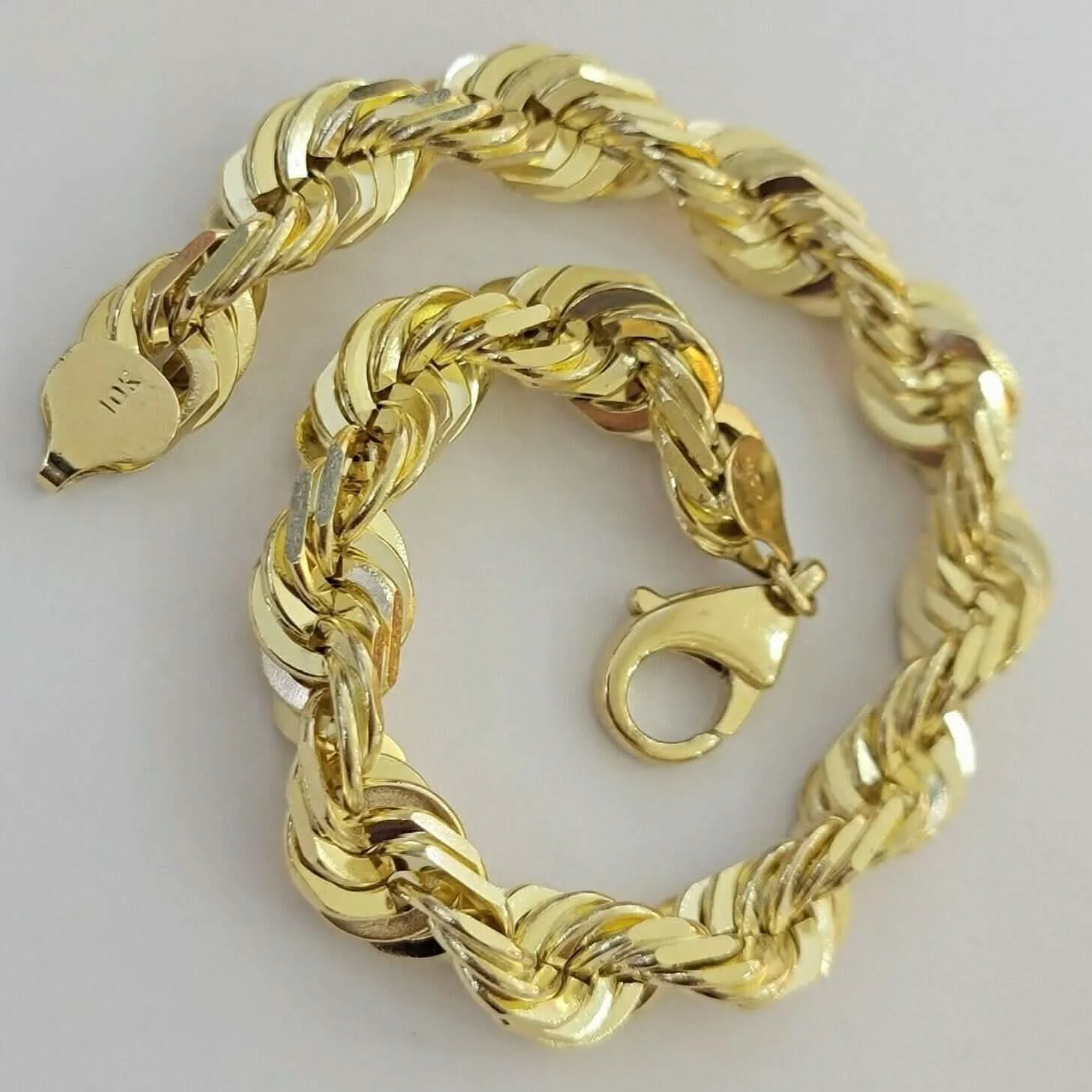 10K Solid Yellow Gold 8" 6MM Rope Bracelet