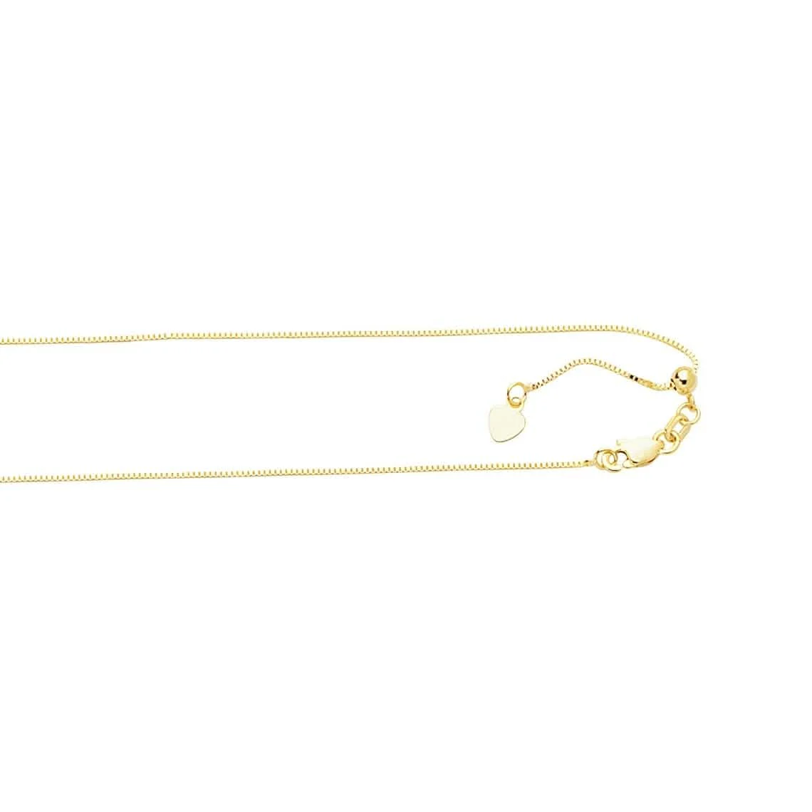 10K Yellow Gold 0.8MM Solid Adjustable Up to 22" Box Chain Necklace
