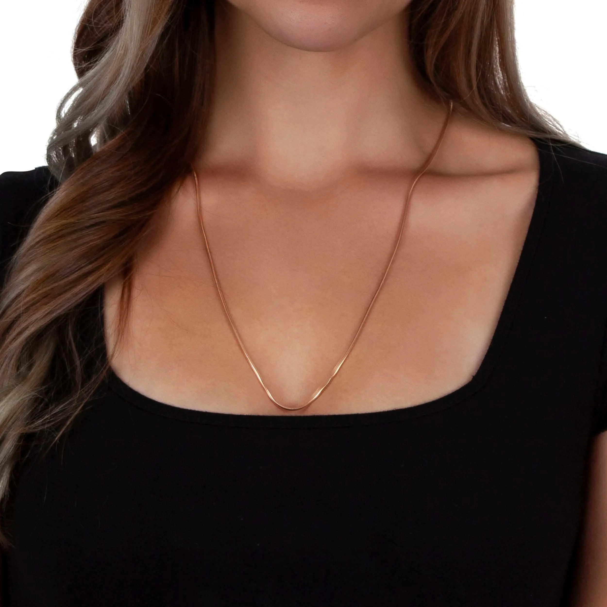 14k Rose Gold Adjustable Round Snake Chain