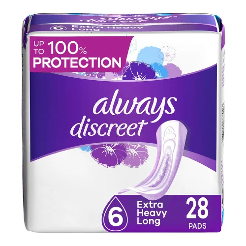 AlwaysAlways Discreet Pads Extra Heavy Long - 28 each - Case of 2