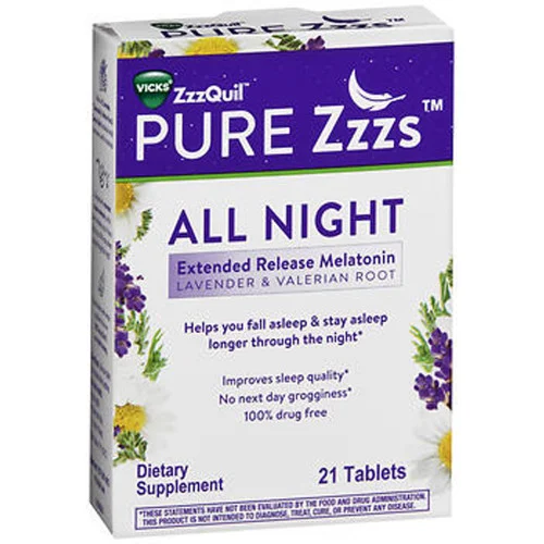ZzzQuilZzzQuil Pure Zzzs All Night Extended Release Melatonin, Lavender & Valerian Root Tablets - 21 ct