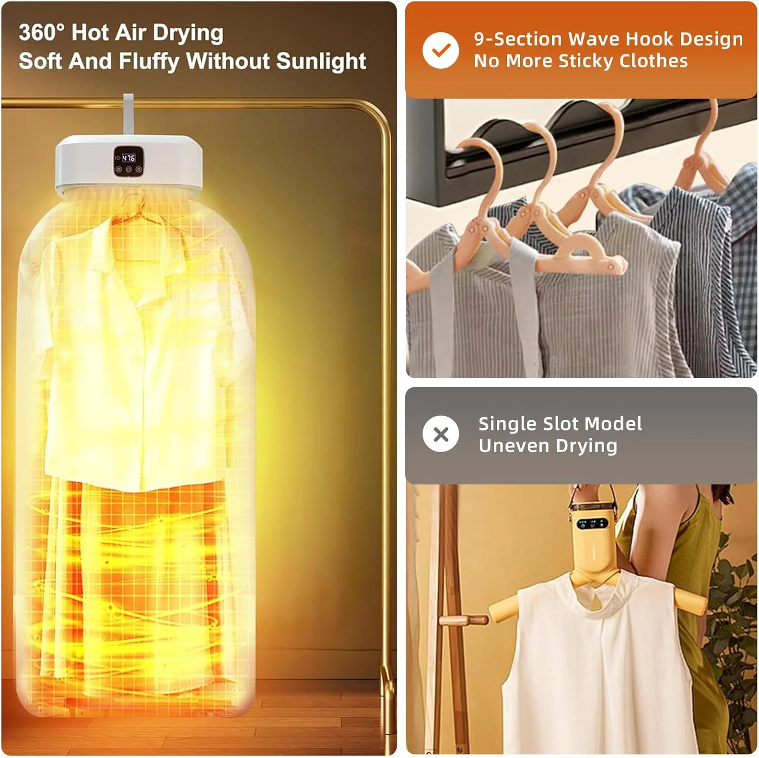 Portable Mini Clothes Dryer with Remote – UV Cleaning & Folding Hangers