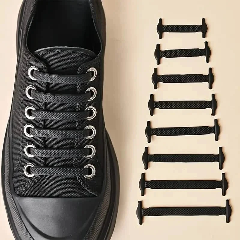16-Pieces Set: Silicone Elastic Shoe Laces - Free-Tie for Skate, Casual and Sneakers Shoes
