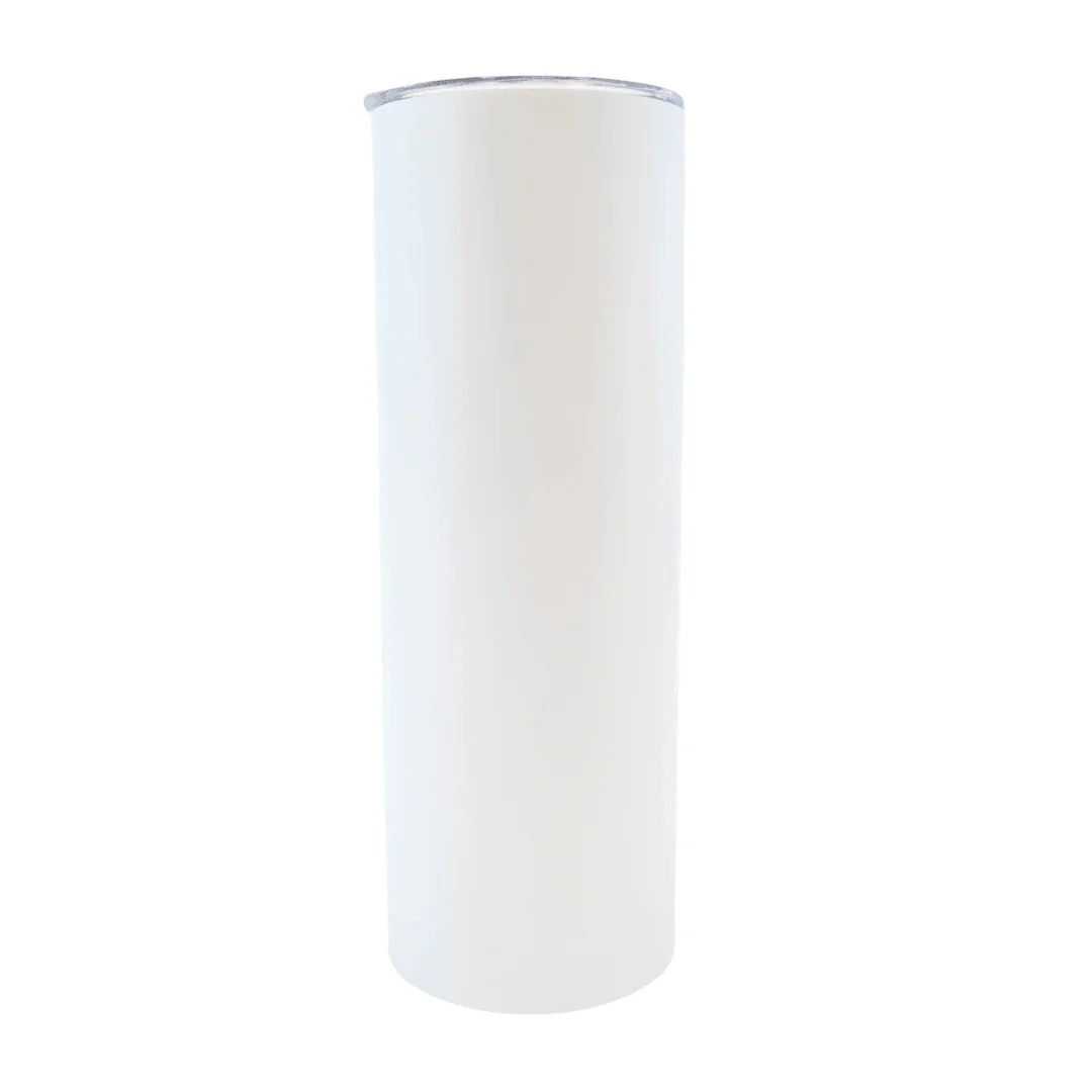 20 oz Straight White Matte Tumbler Flat Edge