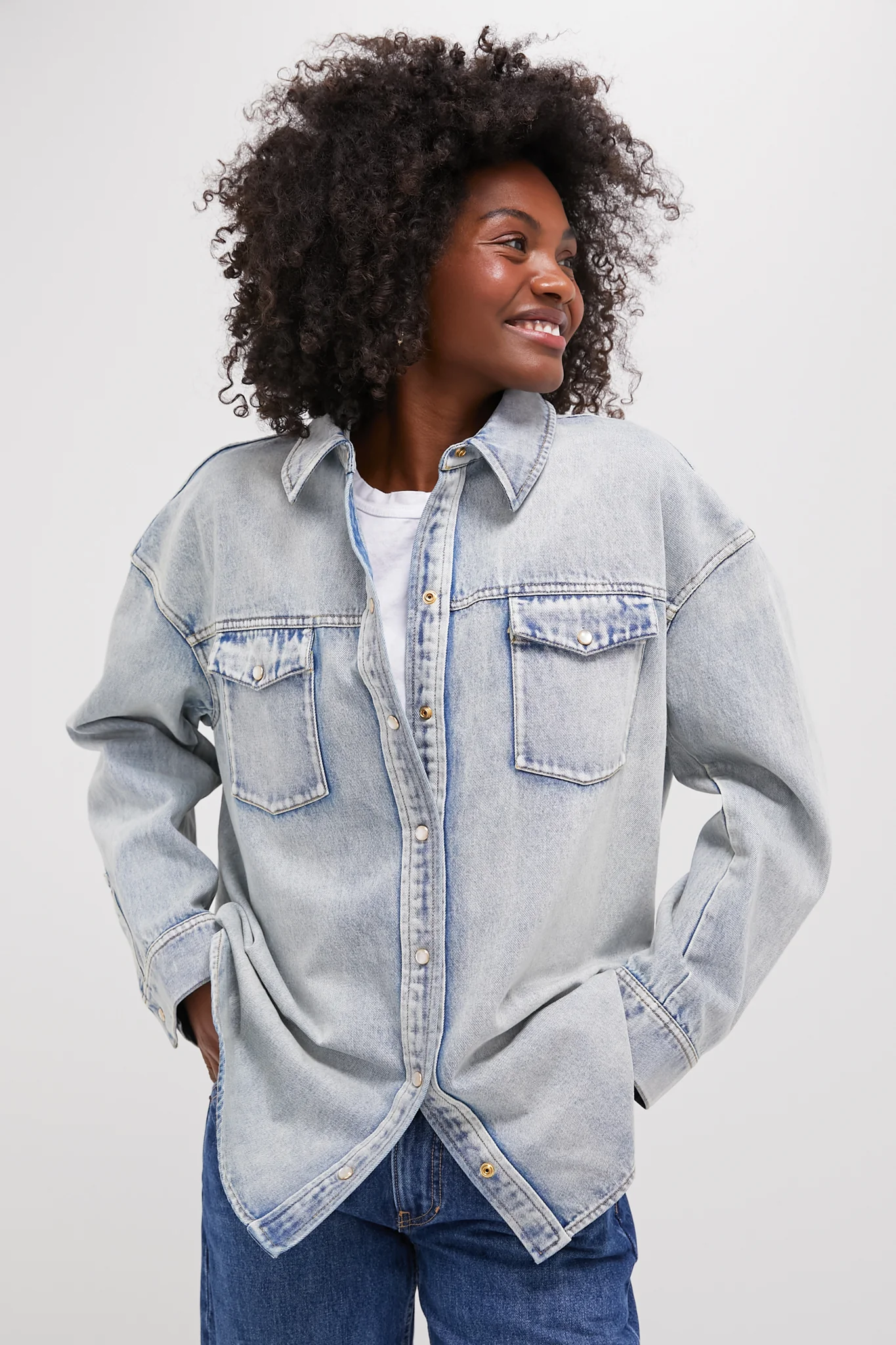 Acid Wash Denim Parker Shacket