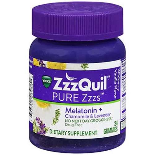 ZzzQuilZzzQuil Pure Zzzs Melatonin + Chamomile & Lavender Gummies Wildberry Vanilla Flavor - 24 ct