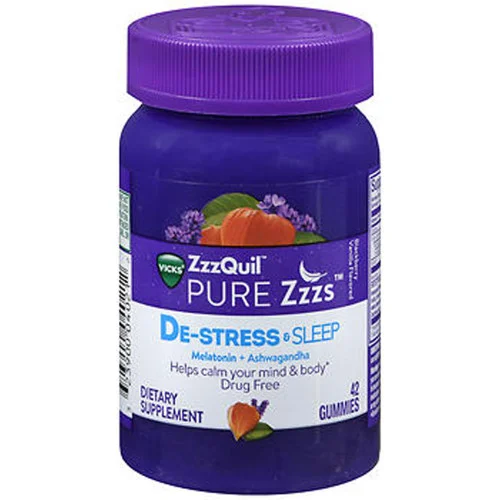 ZzzQuilVicks ZzzQuil Pure Zzzs De-Stress & Sleep Gummies - 42 ct