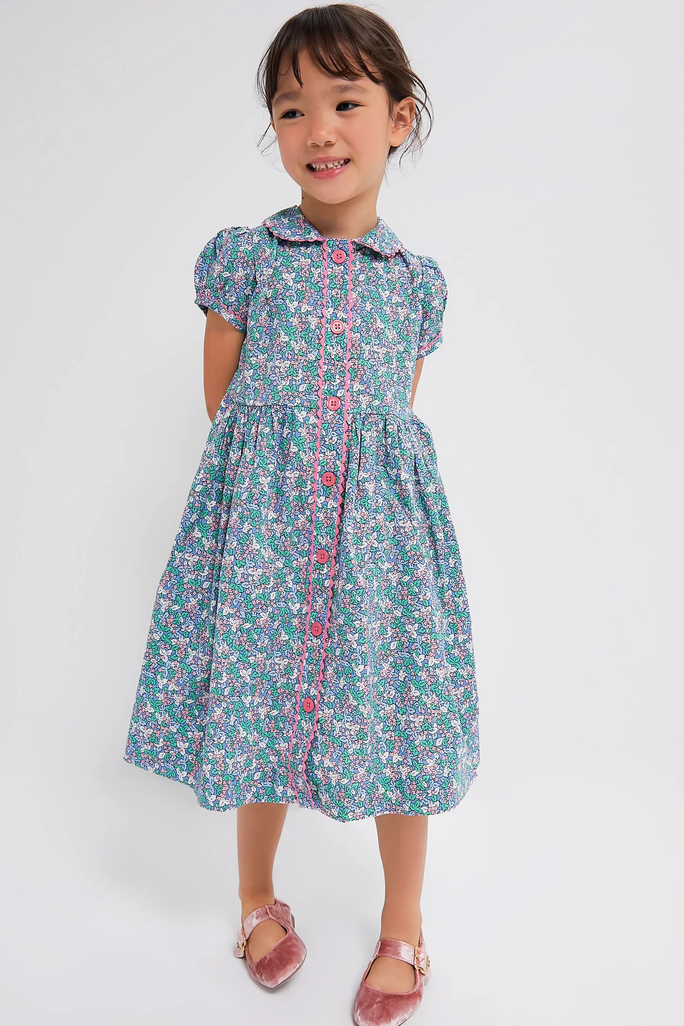 Winter Blossom Button-Front Dress
