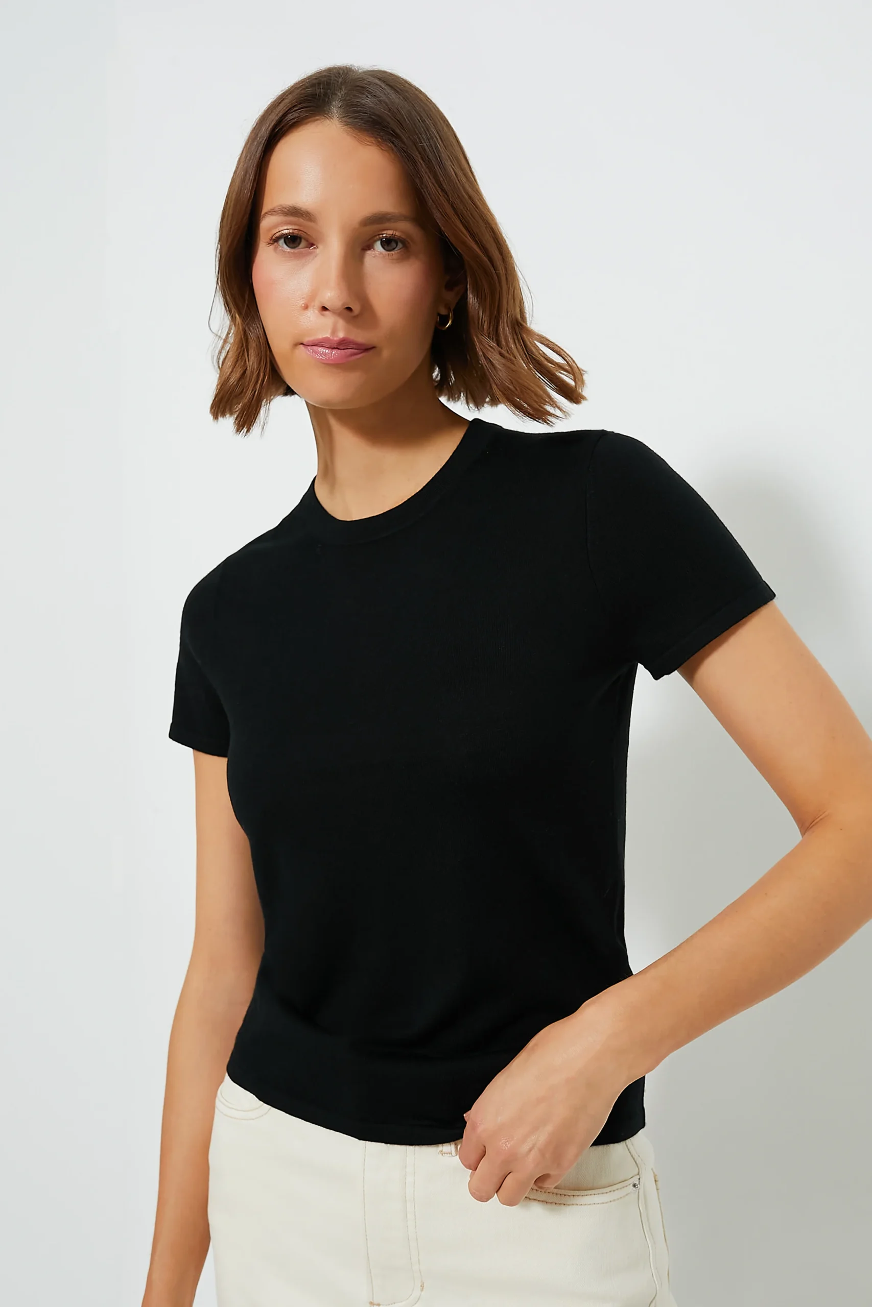Black Cashmere Silk Blend Katie Tee