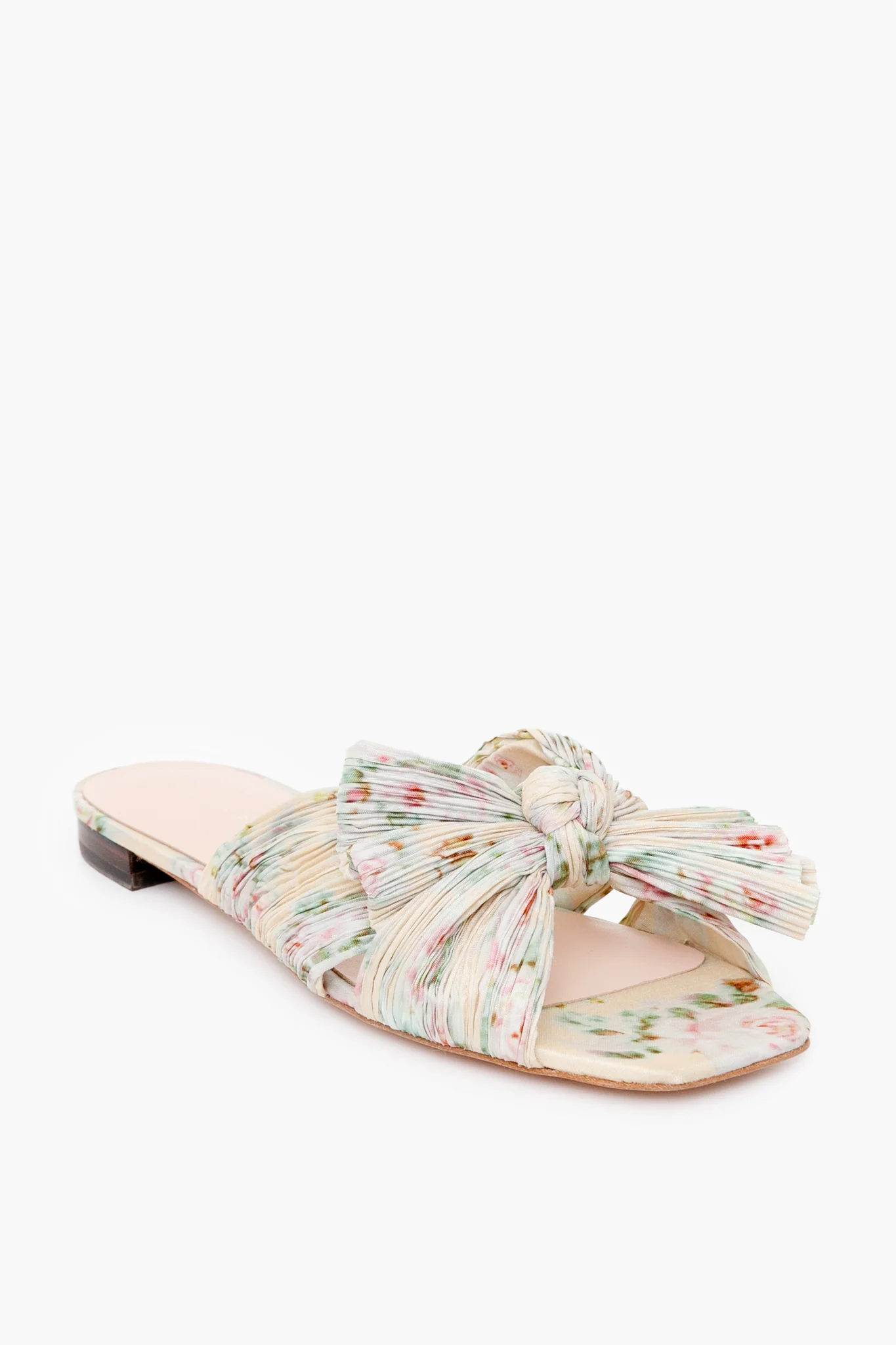 Tan Floral Daphne Knot Flat Sandal