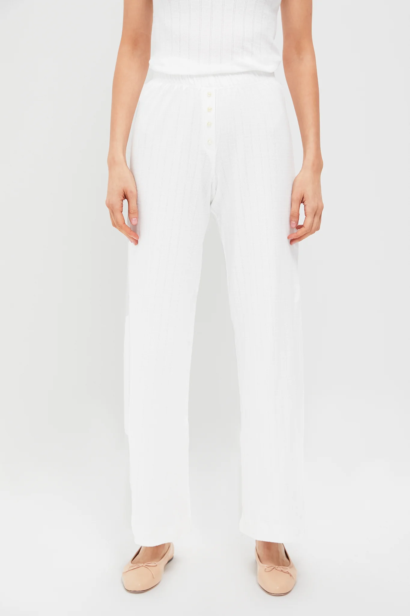 White Pointelle Boxer Pants