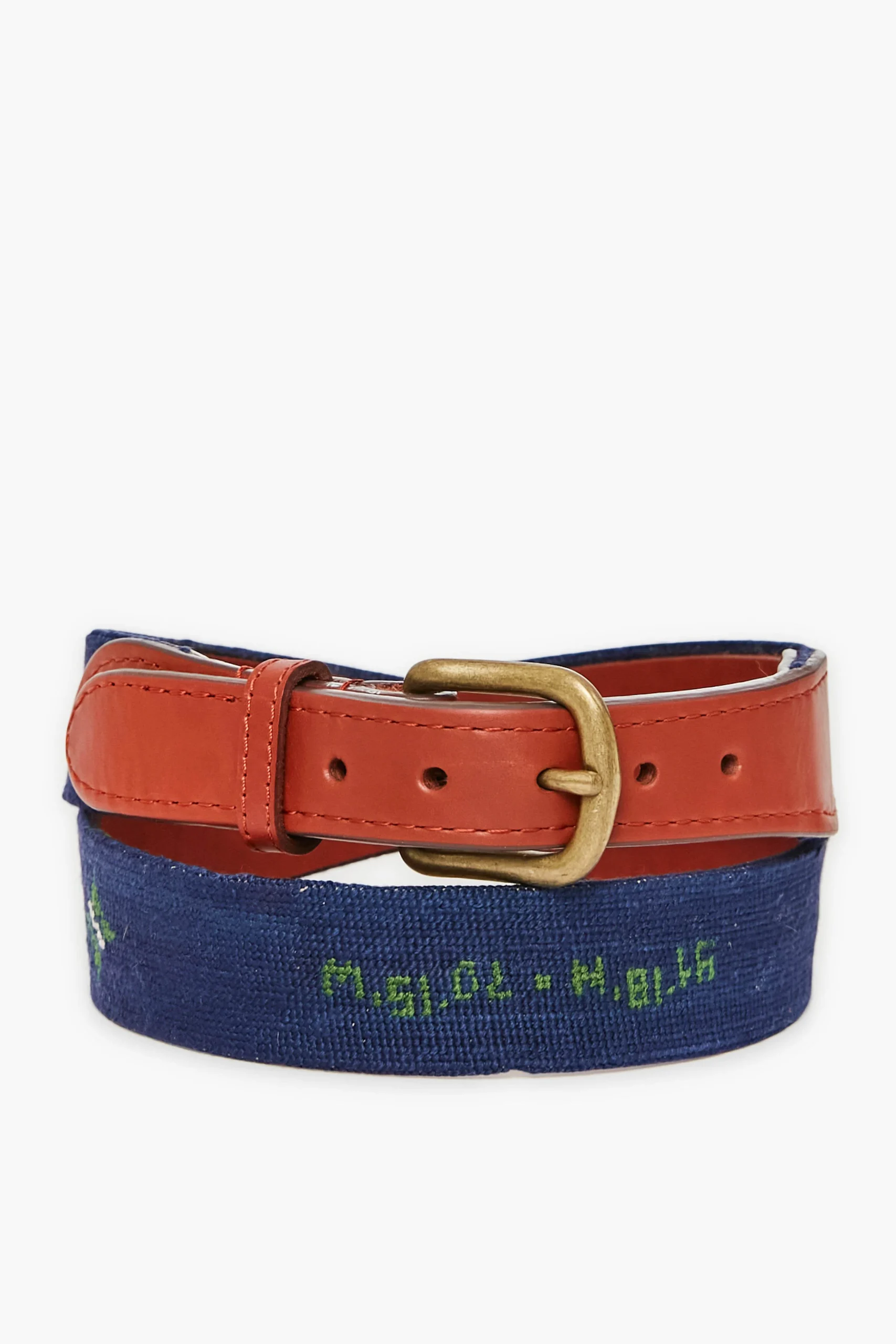 Tuckernuck Needlepoint Belt Green on Navy