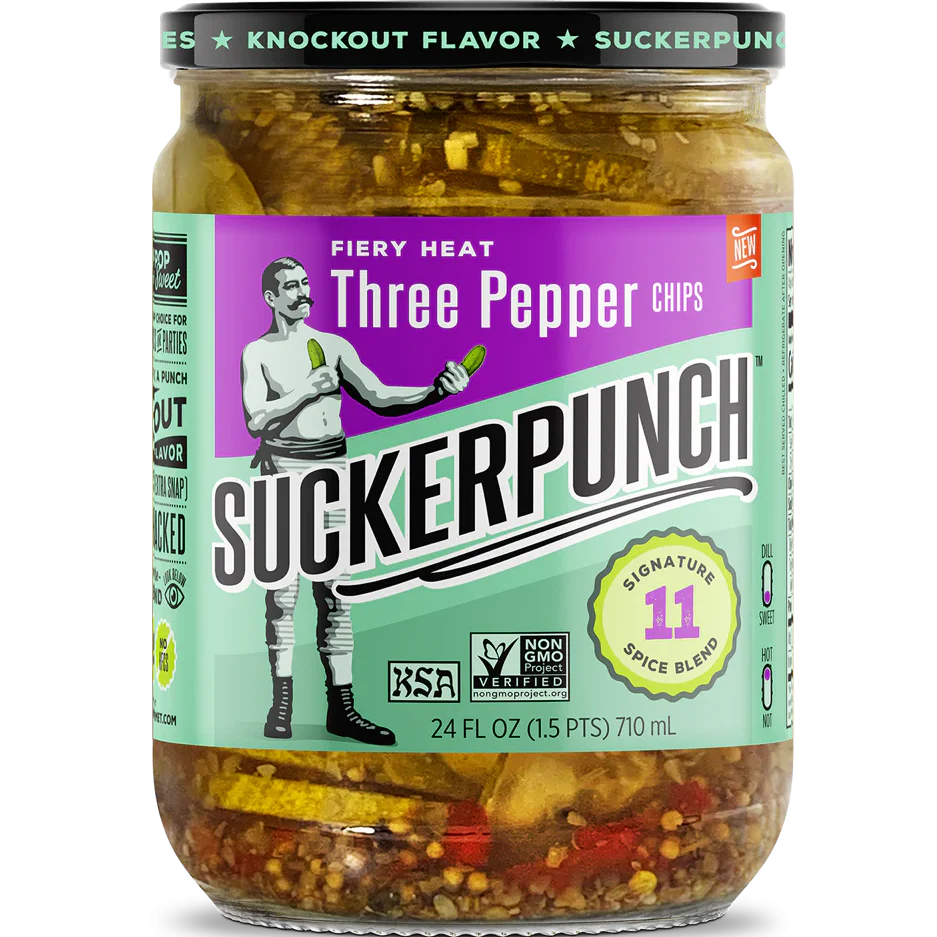 Suckerpunch Gourmet Fiery Heat Three Pepper Pickle Chips