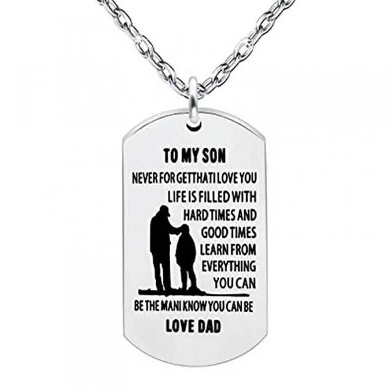 Inspirational Always Remember Son Pendant Necklace Dog Tag