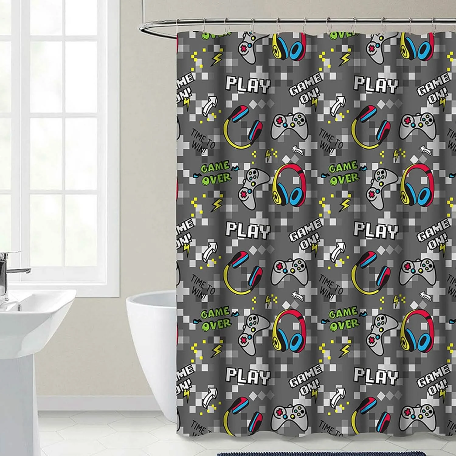 Kidz Mix Game on Glow-in-the-Dark Shower Curtain