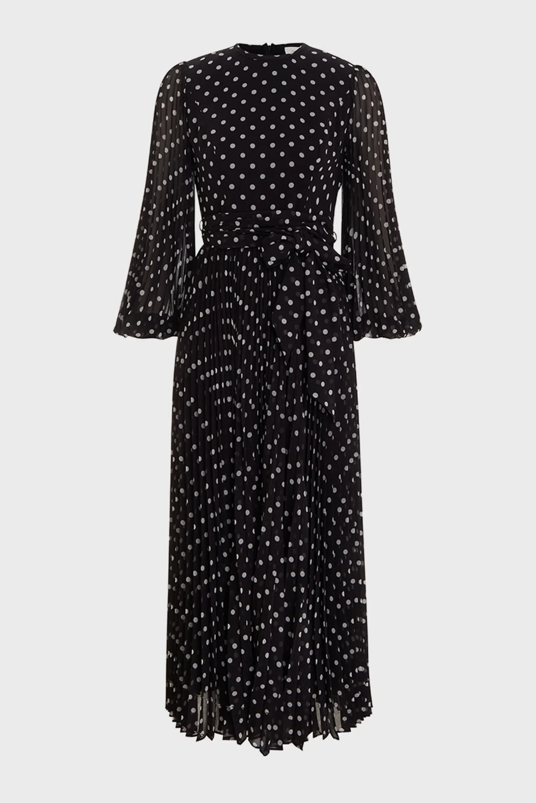 Black Cream Dot Sunray Pleat Dress