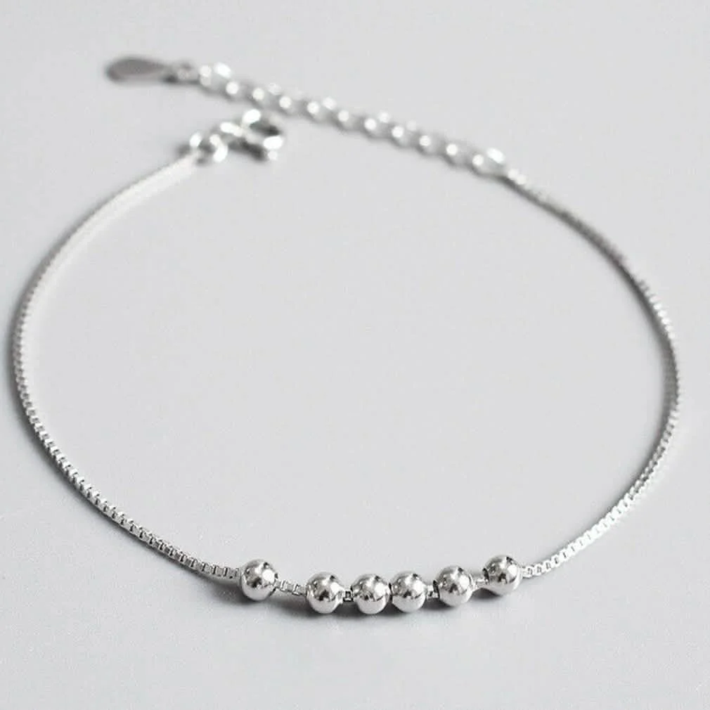 Sterling Silver Bead Ball Charm Bracelet