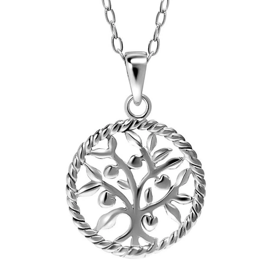 Sterling Silver Round Tree Of Life Necklace