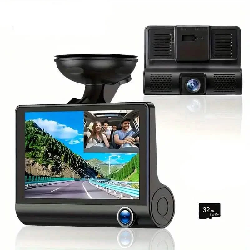 Two-Lens HD Night Vision Driving Recorder with Suction Cup Installation + 32G Card