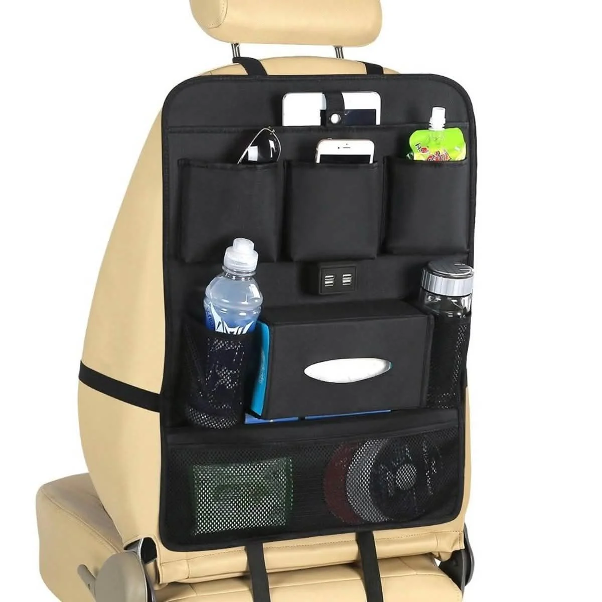 USB Car Phone Charger Back Seat Organizer