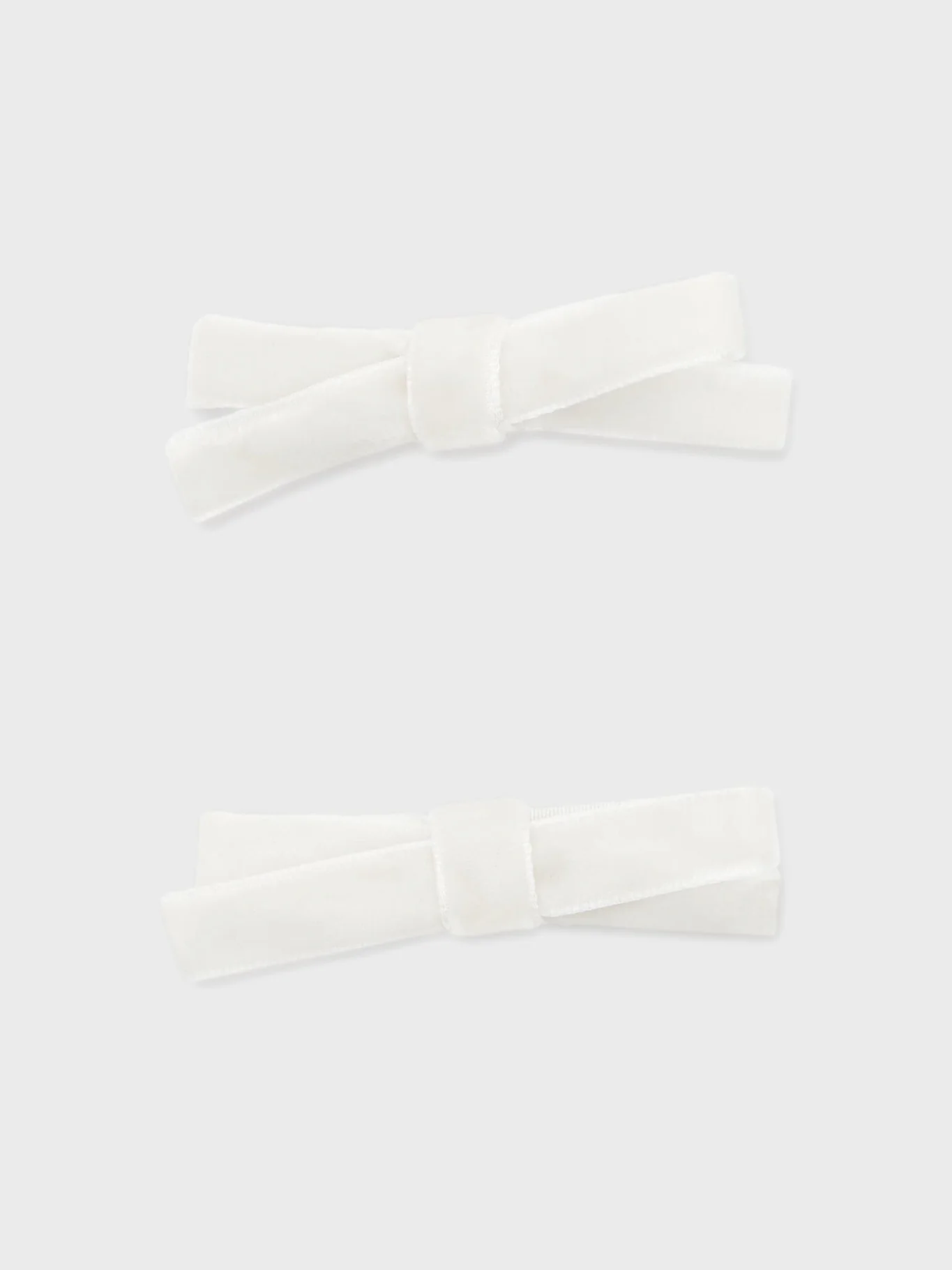 White Small Velvet Bow Clips Set of 2